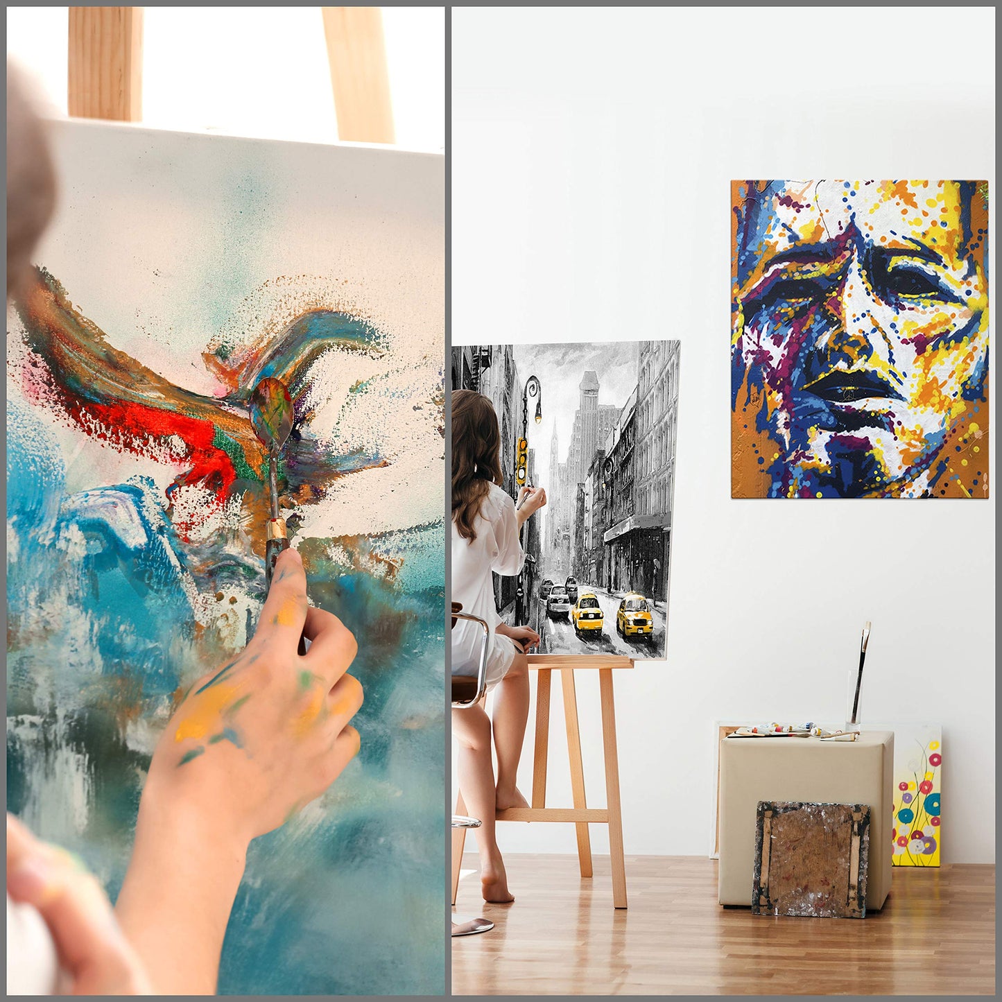 Kurtzy 2 Pack Blank Canvas - 70 x 100cm (28 x 40 inches) - Extra Large Pre Stretched Canvas Panels with Wooden Wedges - Suitable for Acrylic and Oil Painting Also for Sketching and Drawing