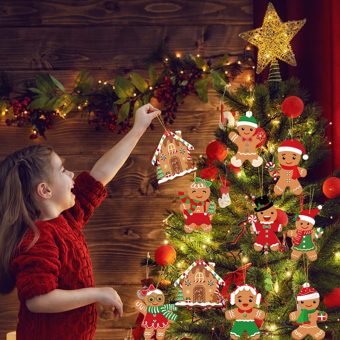 55 Pcs Christmas Crafts Kits for Kids DIY Gingerbread Ornaments Kit Make Your Own Gingerbread Man Arts and Crafts Projects for Kids Ages 3 4 5 6 8 10