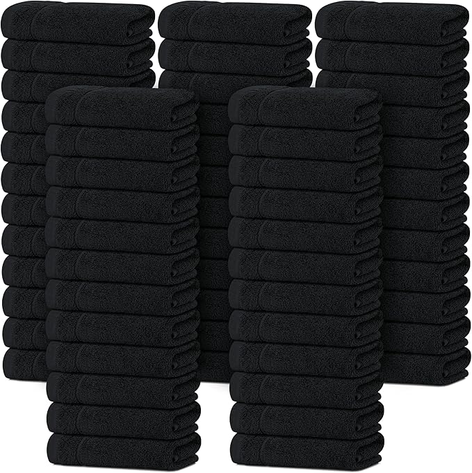 Tens Towels Pack of 60 Washcloths, 12 x 12 Inches, Lighter Weight, Quick to Dry