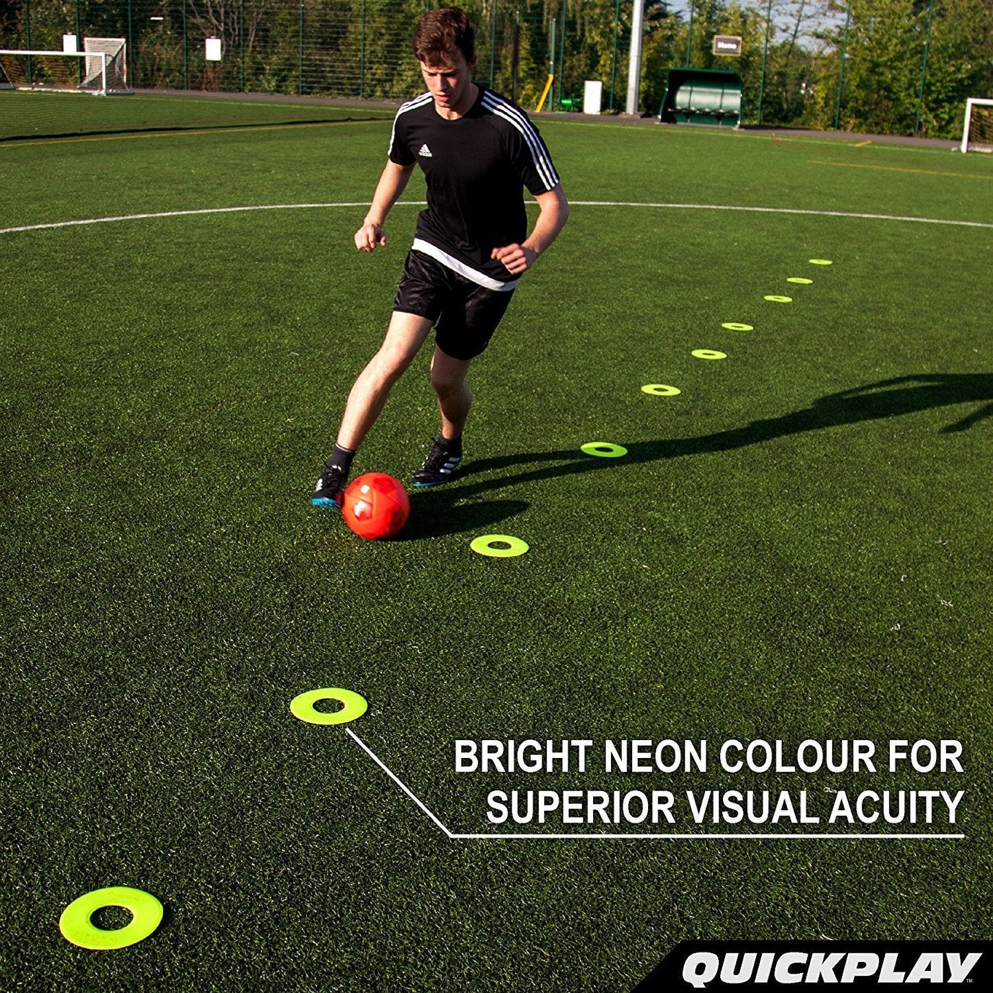 QUICKPLAY PRO Quick-Pick Flat Markers The Original Flat Field Cone Easy Carry Neon Green Spot Markers (Set of 10)