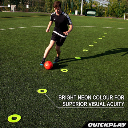QUICKPLAY PRO Quick-Pick Flat Markers The Original Flat Field Cone Easy Carry Neon Green Spot Markers (Set of 10)