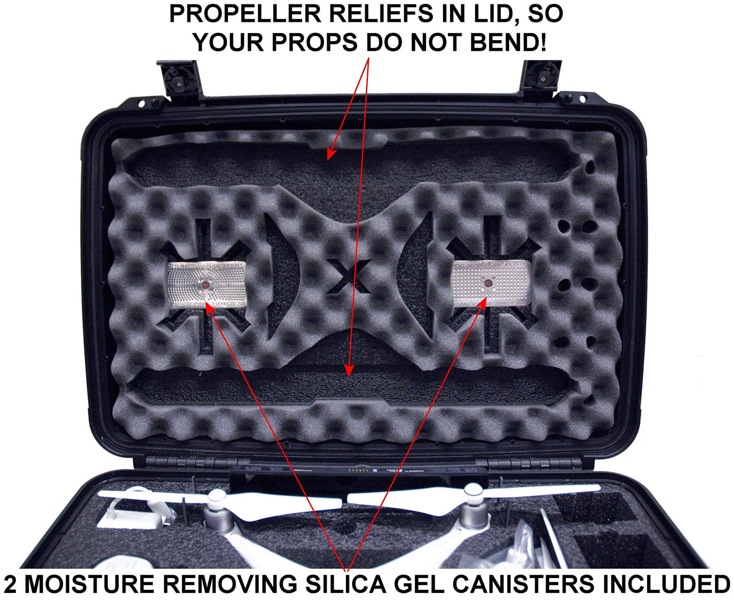 Case Club Pre-Cut Waterproof Drone Case with Wheels, Extension Handle & 2 Moisture Absorbing Silica Gel - Fits DJI Phantom 4 (Propellers On)