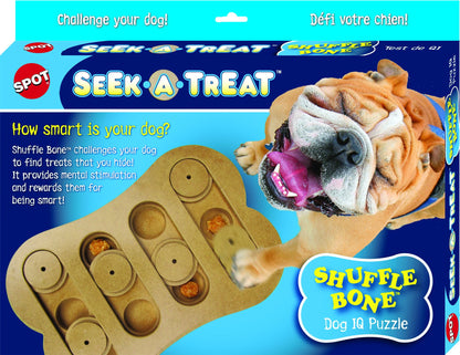 SPOT Ethical Pet Interactive Seek-A-Treat Shuffle Bone Toy Puzzle That Will Improve Your Dog's IQ, Specially Designed for Training Treats