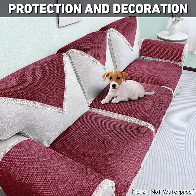 Couch Arm Cover, Sofa Arm Covers, Non-Slip Lace Armrest Cover,