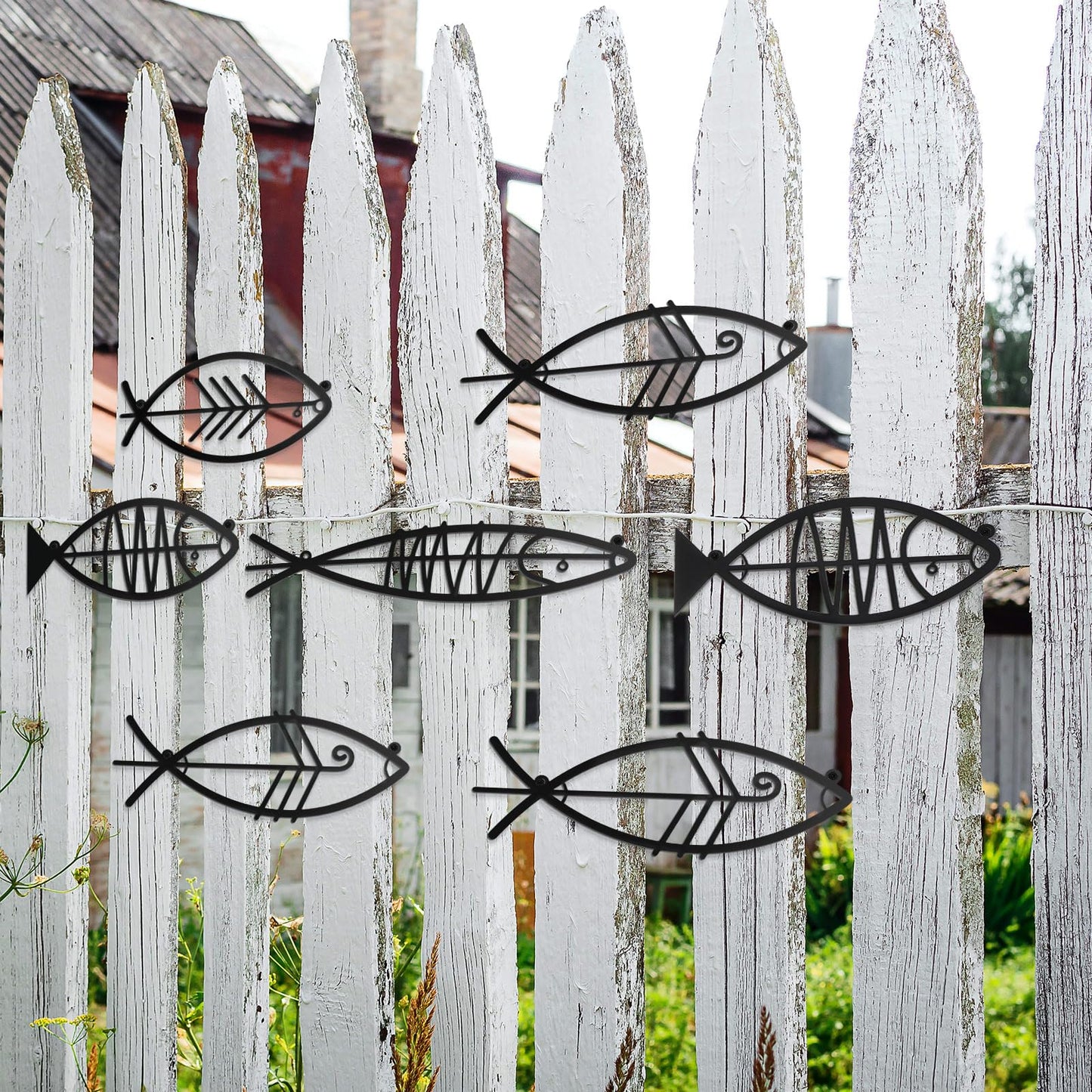CroBlissful 7 Pcs Metal Fish Wall Decor Art Beach Nautical Coastal Wall Decor Modern Summer Ocean Theme of Fish Wall Art for Indoor Outdoor Home Bedroom Living Room Office