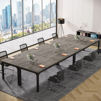 Tribesigns 6.5FT Conference Table, 78.7-Inch Rectangle Meeting Seminar Table, Large Business Tables for 6-8 People (Only Table) (Gray+Black)