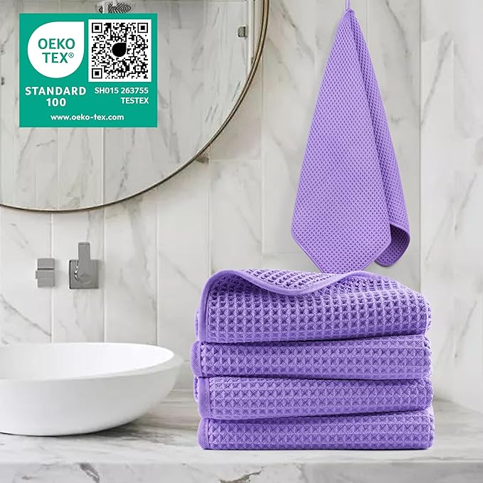 POLYTE 430 GSM Microfiber Lint Free Hand Towel, 16 x 30 in, 4 Pack