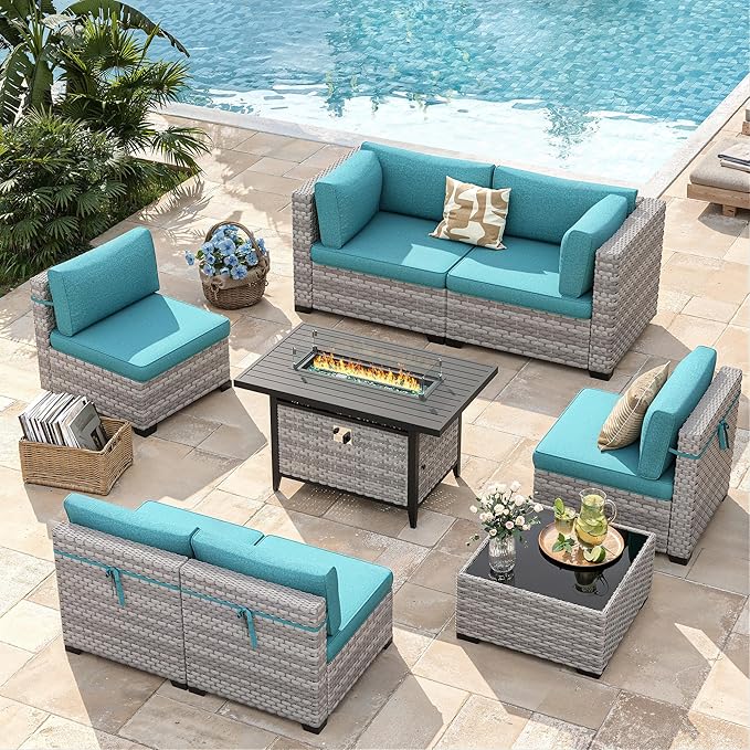 6-Seat Modern Outdoor Wicker Rattan Patio Furniture Set