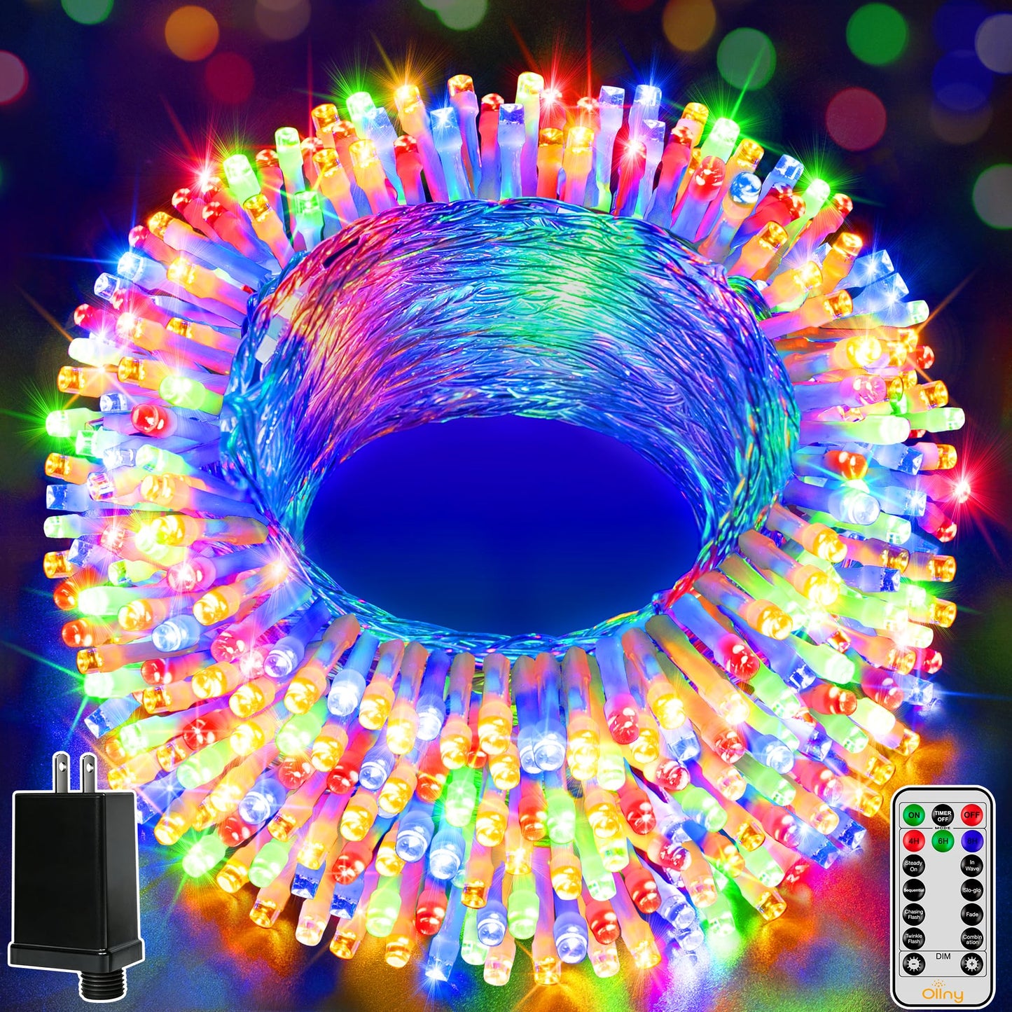 Ollny Christmas Lights Outdoor 800LED 262FT, Multicolor Plug in Fairy Light with Remote, 8 Modes Waterproof Timers Dimmable LED String Lights for Indoor House Outside Bedroom Patio Balcony