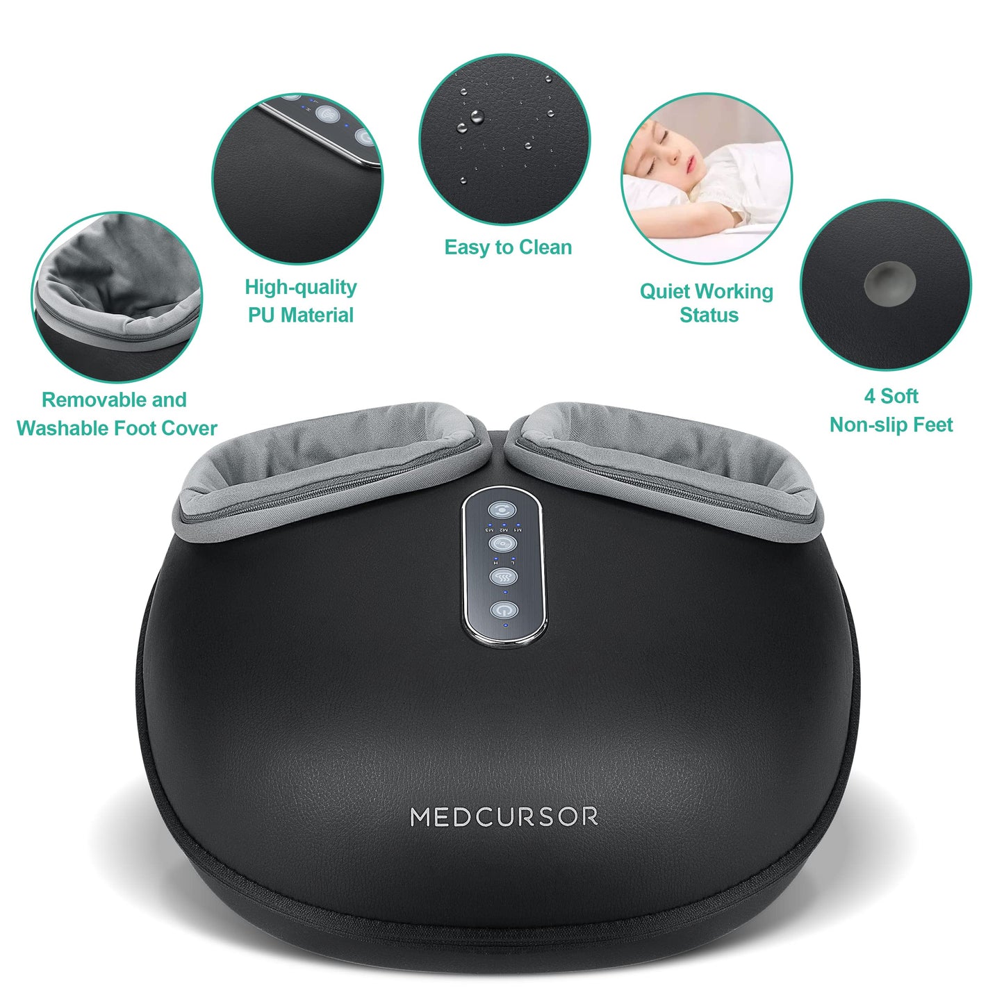 Medcursor Foot Massager Machine with Heat, Delivers Relief for Tired Muscles & Plantar, Deep Kneading Therapy, Multi-Level Settings for Home, Office Use, Size up to 13", FSA HSA Eligible