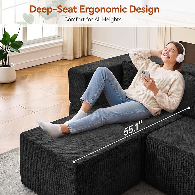 MONVANE Modular Sectional Sofa, Oversized 12 Seat Convertible U Shaped Couch