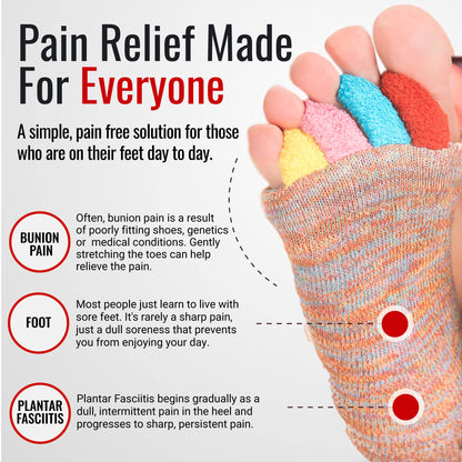 My Happy Feet Foot Alignment Socks with Toe Separators for Men or Women | Orange and Blue