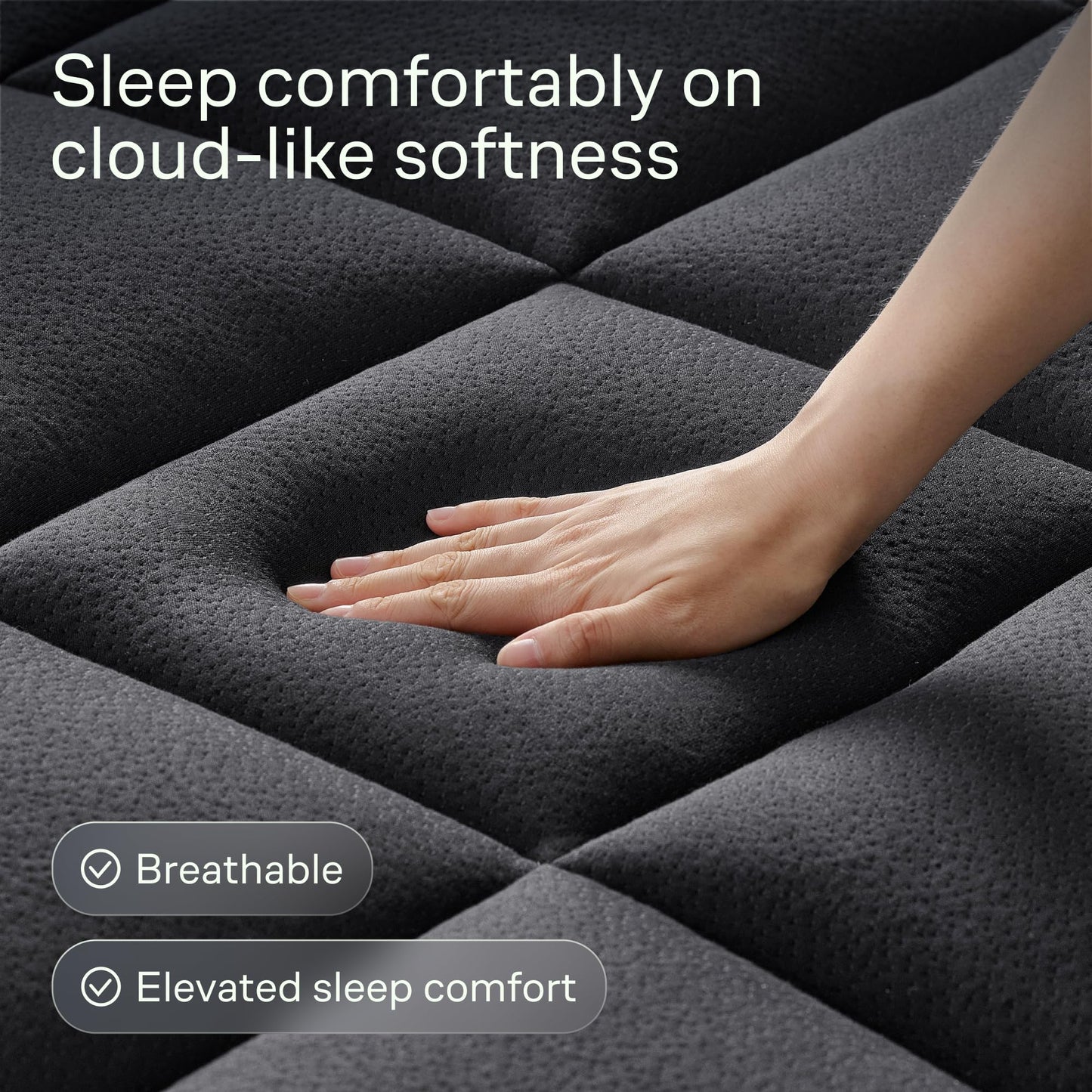 Niagara Sleep Solution Ultra Soft Queen Size Mattress Topper - Rayon Derived from Bamboo Pillow Top Mattress Pad for Back Pain Relief - Naturally Cooling for Hot Sleepers, Black