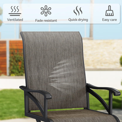 DWVO 6 Set Outdoor Dining Chairs, Heavy Duty Swivel Patio Chairs w/Max Bearing 352lbs & Breathable High Back, All Weather Outdoor Swivel Chairs for Backyard Deck Garden, Brown