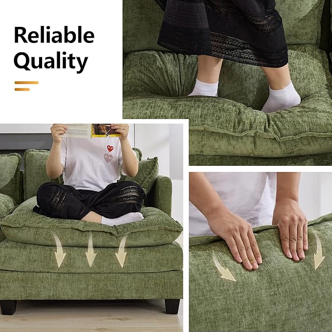 147'' Oversized U Shaped Cloud Sectional Sofa, Chenille Deep Seat Couches