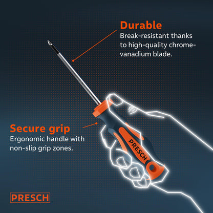 Presch Screwdriver Set 7 Pieces - Magnetic Screwdriver Sets with Slotted, Pozidrive and PH Screwdrivers - Pro Screw Driver Kit