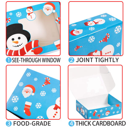Joy Bang Christmas Cookie Boxes for Gift Giving, 20 Pcs Christmas Cookie Tins with Window for Gift Giving, Xmas Holiday Candy Treat Boxes Containers With Lids