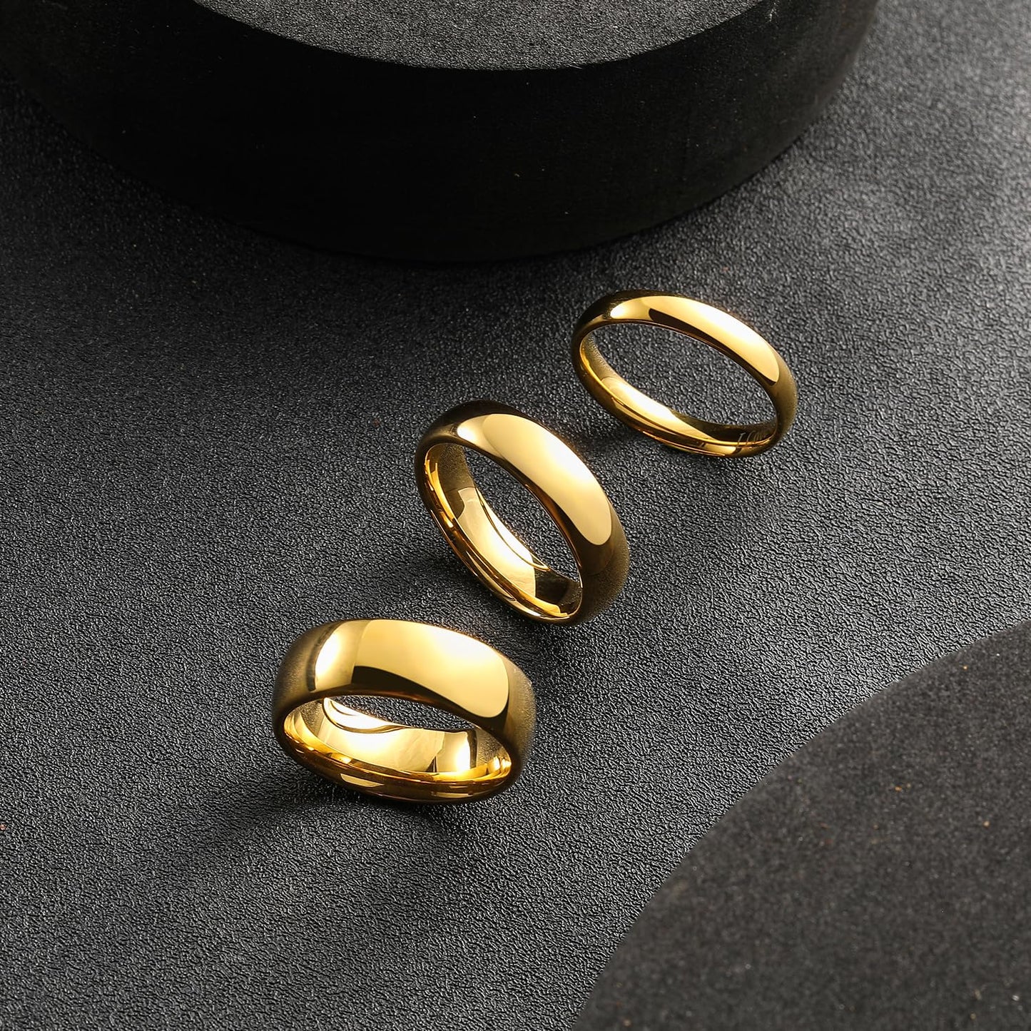 King Will GLORY 4mm 24k Gold Plated High Polished Comfort Fit Domed Tungsten Ring Wedding Band S (9.5)