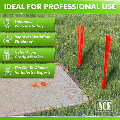 ACE Supply Orange Marking Whiskers - 1000 Pack - Durable Marking Whisker Set - Use Survey Whiskers As Survey Stakes, Construction Markers, Or Trail Markers