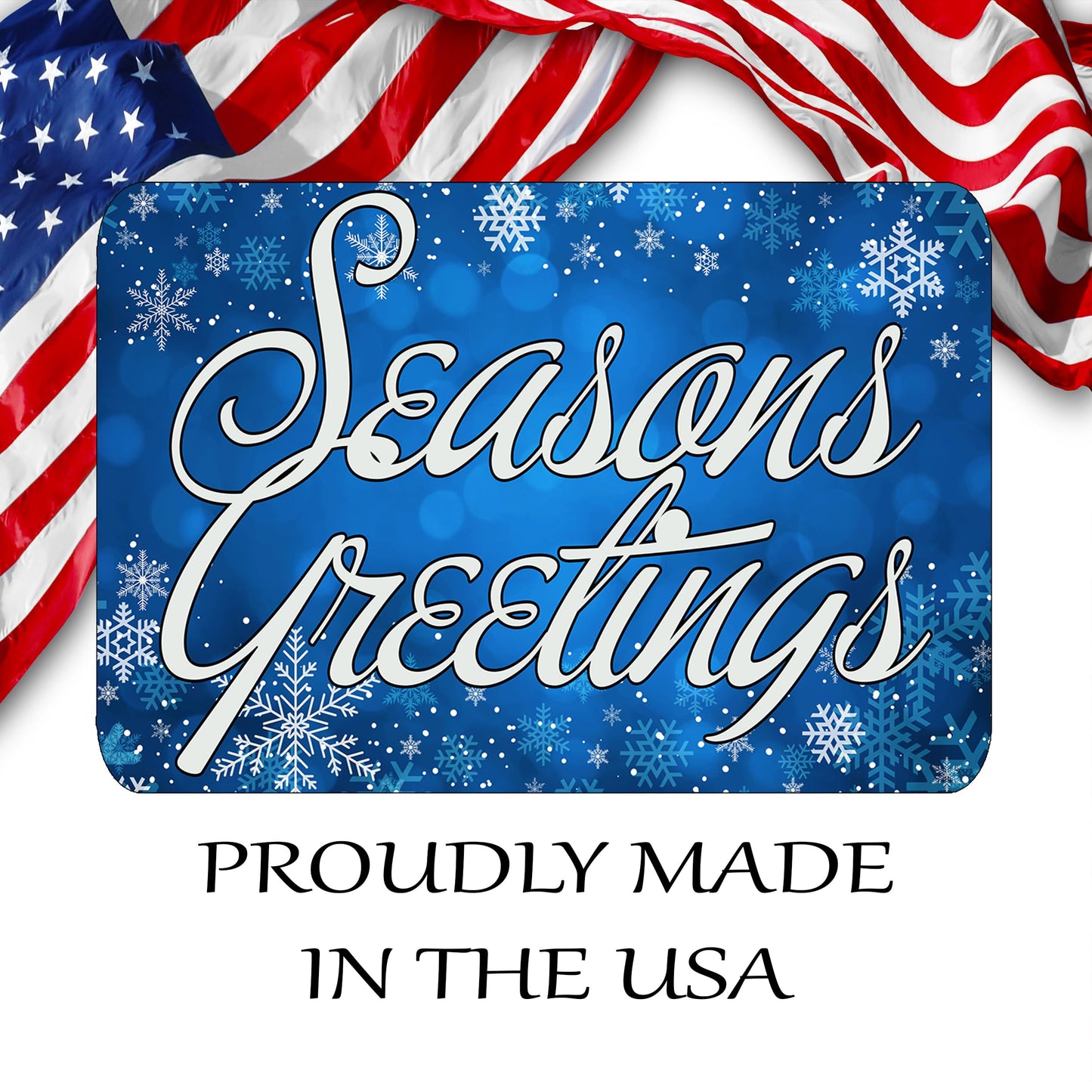Seasons Greetings Blue Christmas Classic Yard Sign for Home Decor and Lawn Decoration With Stakes, Merry Christmas Sign 17x13 Inch