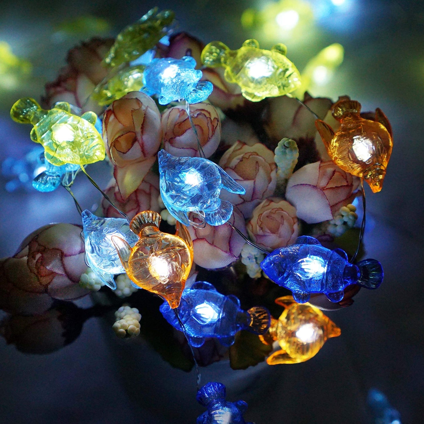 Cynzia Beach Ocean Fishes String Light, 40LED Decoration Lights USB Plug in with 8 Modes Remote Control, Waterproof Fairy Lights for Bedroom Party Outdoor Wedding Holiday Christmas