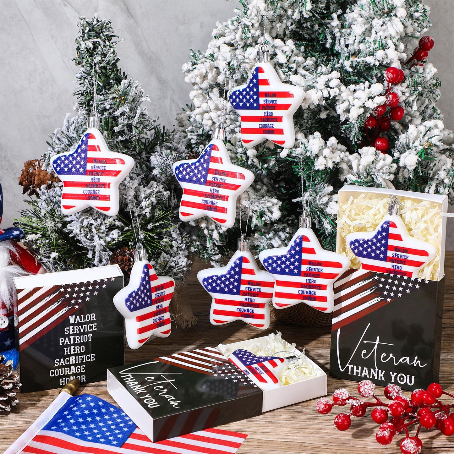 Jenaai 20 Pack 4th of July Decorations, 250th Anniversary Patriotic Hanging Decorations, Red White Blue USA Ornaments for Independence Day Party, Veterans Day (Star)
