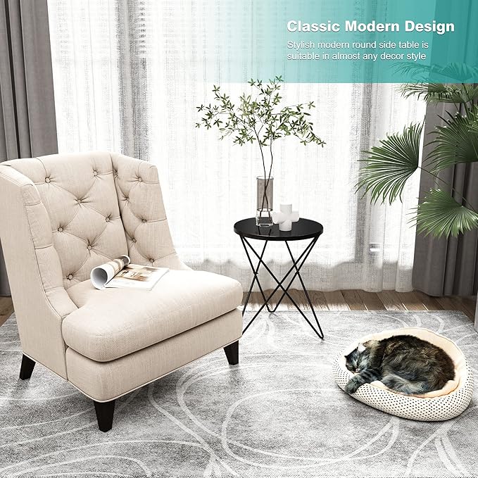 HLR Modern Round Side Table, End Table