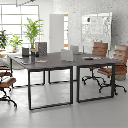 Flash Furniture Redmond Conference Table with U-Frame Base, Commercial Water and Scratch Resistant Laminate Finish, PVC Edge, Heavy Duty Steel Frame, 72x36, Gray Oak