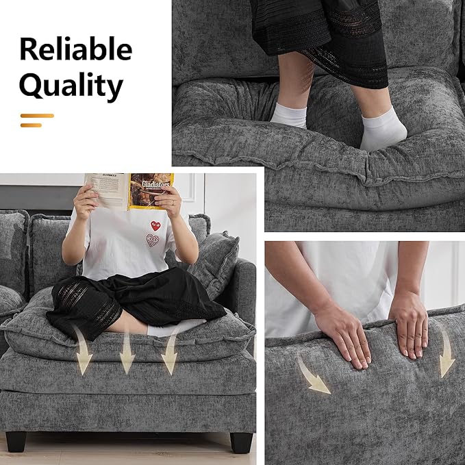 147'' Oversized U Shaped Cloud Sectional Sofa, Chenille Deep Seat Couches