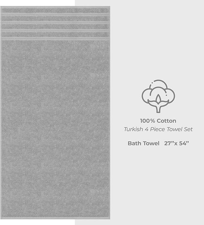 American Soft Linen Luxury 4 Piece Bath Towel Set, 600 GSM 100% Cotton Turkish