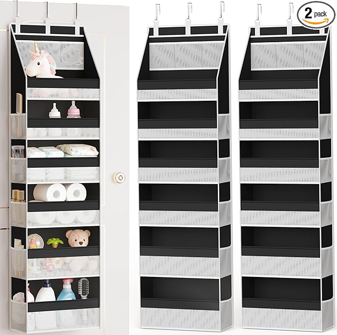 Criusia 2 Pack Over the Door Organizer, Heavy-Duty 6-Shelf Hanging Storage