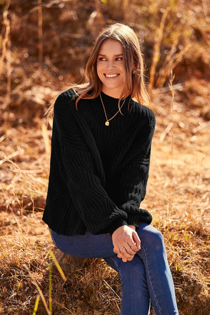 PRETTYGARDEN Women's Fall Oversized Pullover Sweaters Casual Crewneck Long Sleeve Chunky Cable Knit Tops Winter Clothing