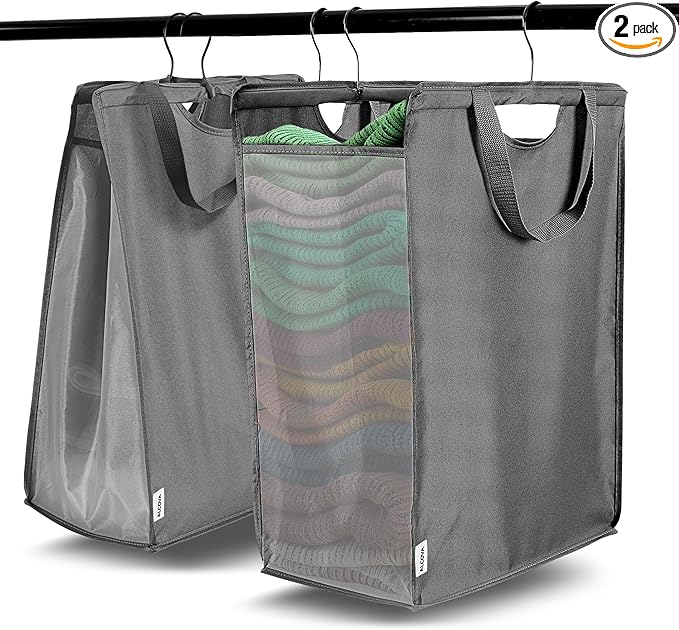 ALCOVA 2 Pack Hanging Laundry Hamper, Space-Saving Mesh Hanging Laundry Bag
