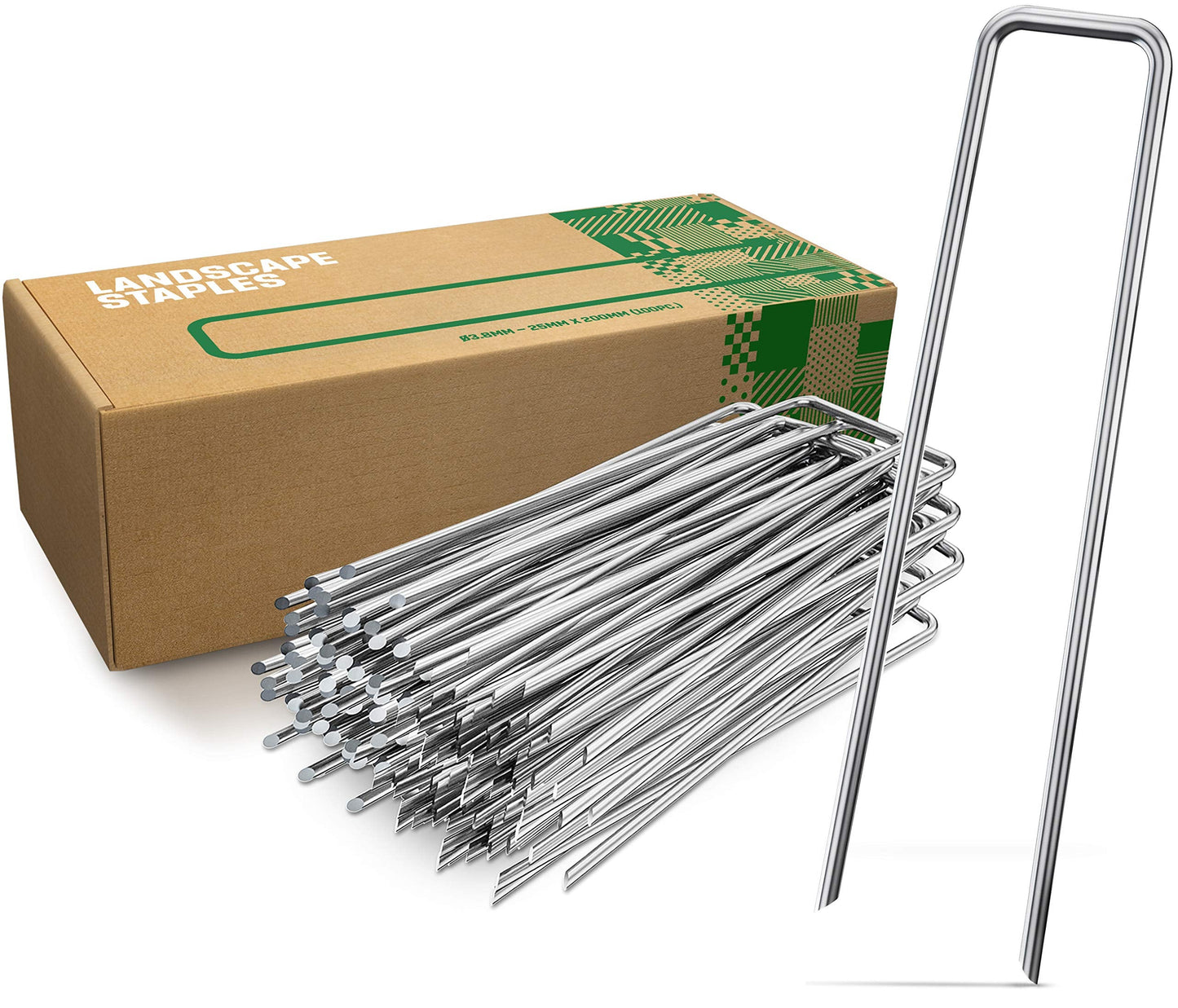 GardenGloss Heavy Duty Garden Pegs Made of Steel - Strong Metal Pegs for Membrane, Netting and Fence - Anti-Rust Landscape Staples (25pcs)