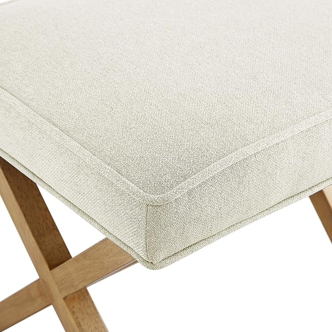 Amazon Basics Small Ottoman Foot Rest, Mid-Century Modern X Square Polyester