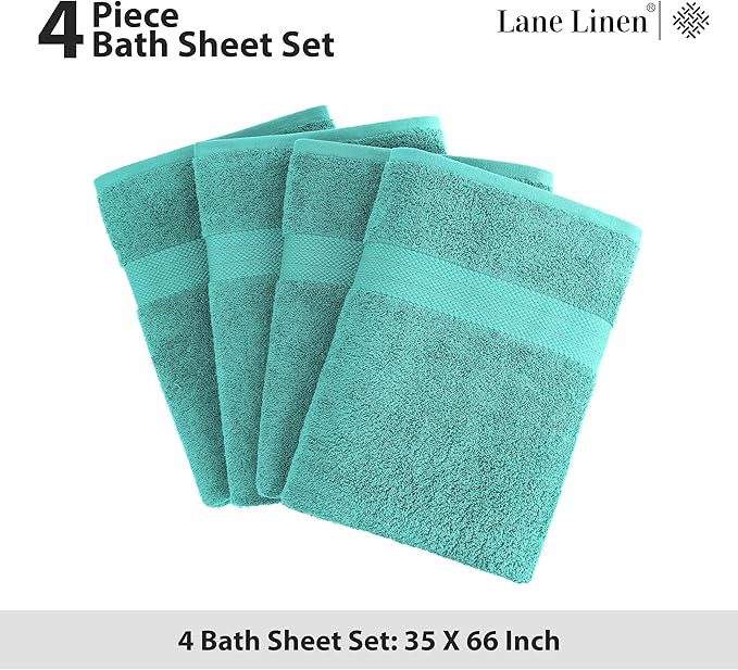 LANE LINEN 100% Cotton Premium Bath Sheets Set of 4