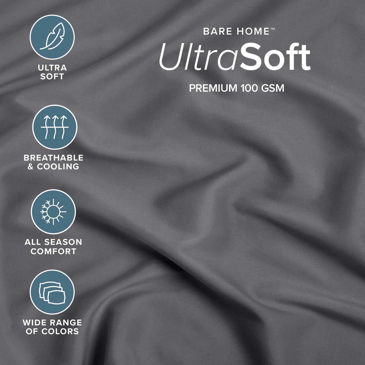 Bare Home 2-Pack Fitted Bottom Sheets Twin XL - Premium 1800 Ultra-Soft Wrinkle Resistant Microfiber - Deep Pocket (Twin XL, Grey)