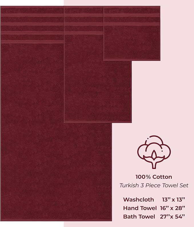 American Soft Linen Premium 3 Piece Towel Set, 1 Bath Towel 1 Hand Towel 1