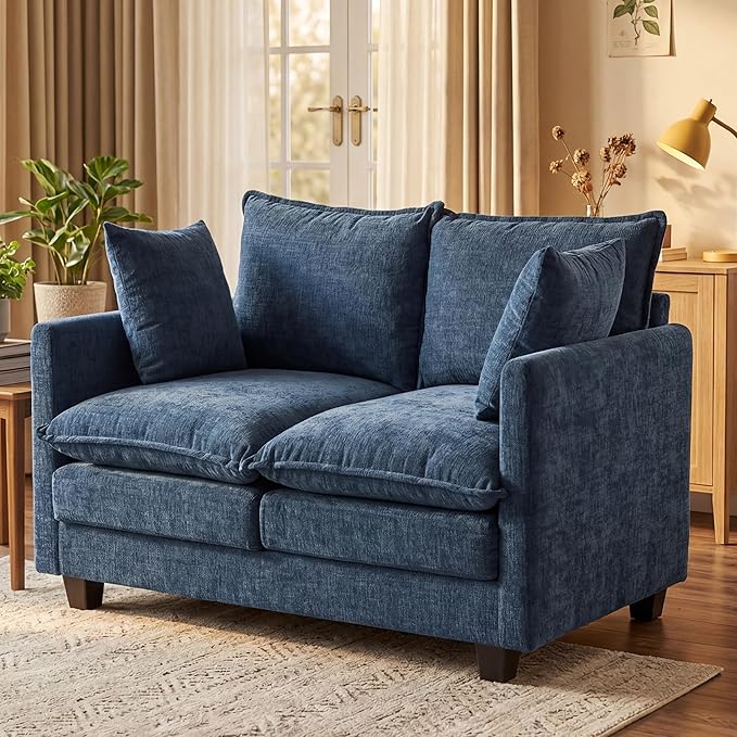 Loveseat Sofa with Cloud 3-Layer Cushion & 27" Deep Seat, Modern Small Couch