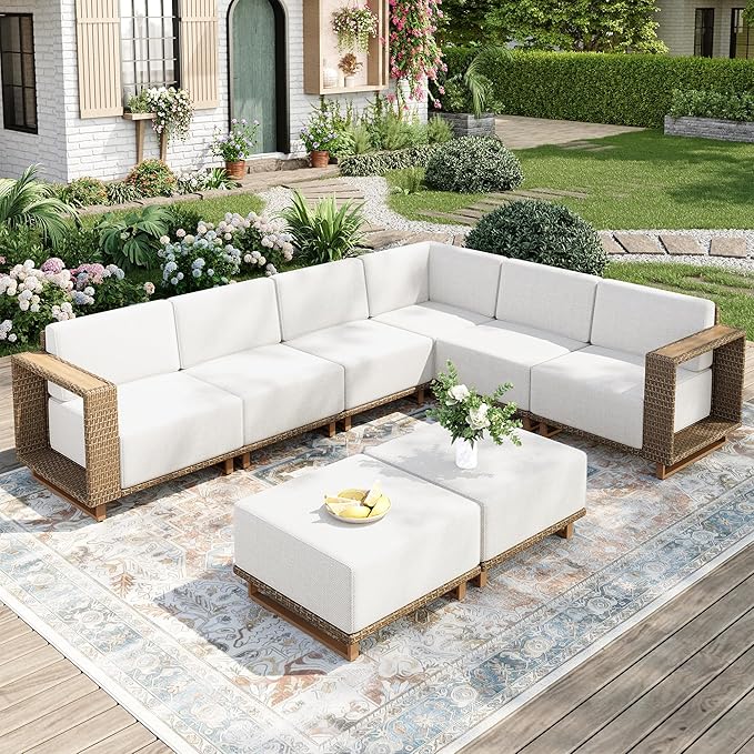 MIXPATIO 8 Pieces Outdoor Patio Furniture Set, Sectional Patio Conversation Set