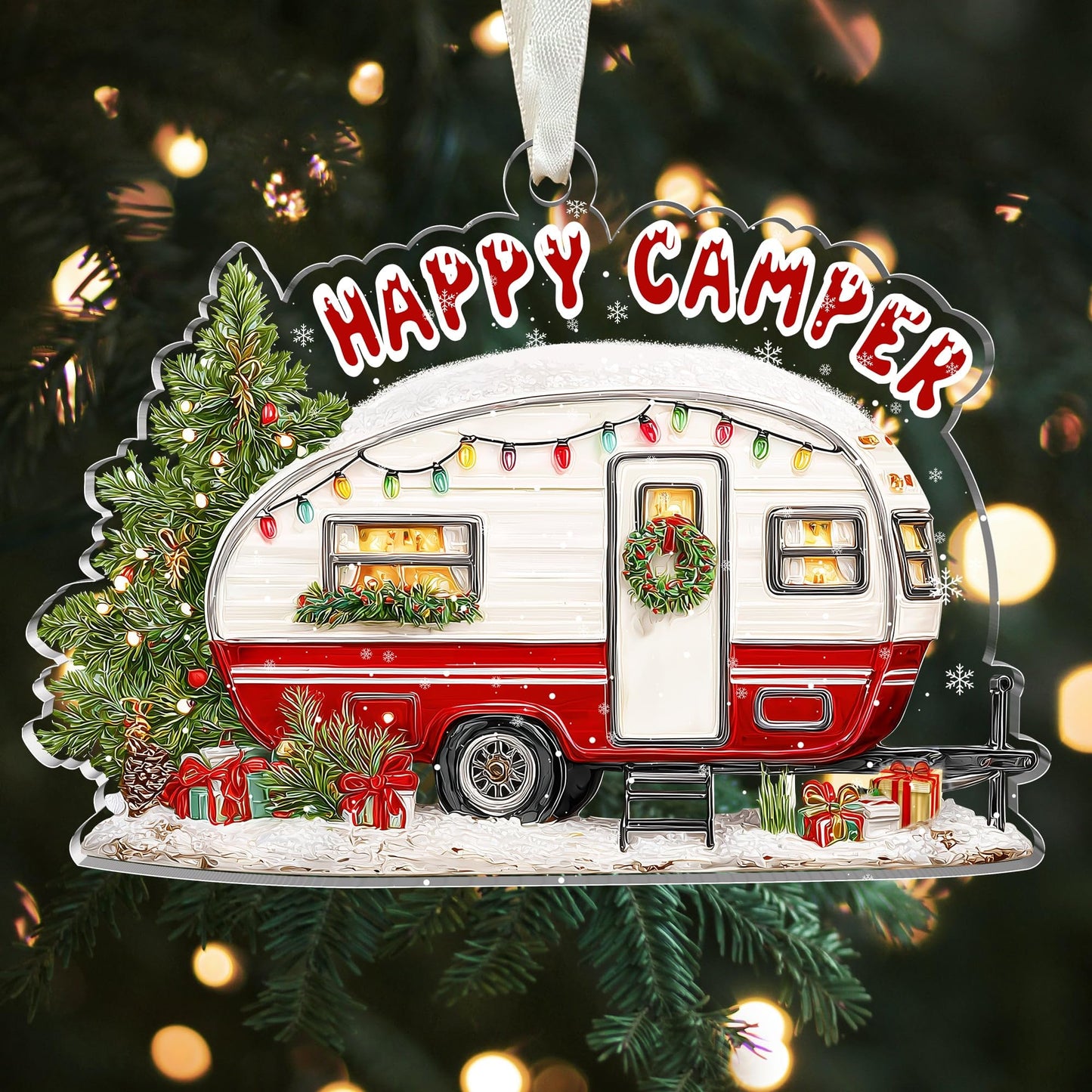 TUMSHANIP Camping Ornament - Camping Christmas Ornaments, Camper Ornaments for Christmas Tree - Camping Gifts for Friends, Couples, Women - Campers Gifts - Acrylic Ornament 2025