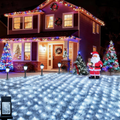 Cool White Net Lights, 360 LED Outdoor Christmas Net Mesh Lights for Bushes 21x5 ft, 8 Modes Waterproof Twinkle String Lights Connectable for Christmas Hedge Yard Garden Party Decor