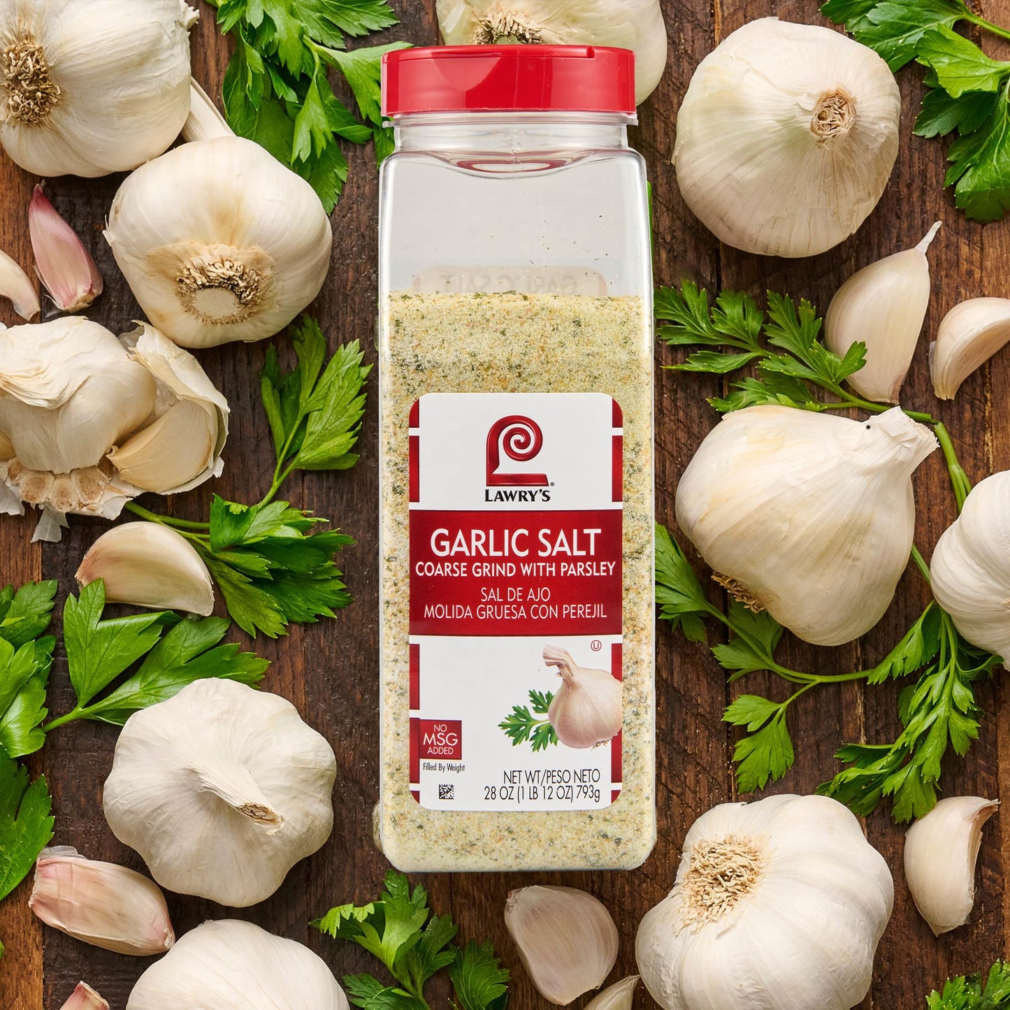 Lawry's Coarse Grind Garlic Salt with Parsley, 28 oz - One 28 Ounce Container of Garlic Salt and Parsley Seasoning for Beef, Poultry, Stir-Fry and Pasta