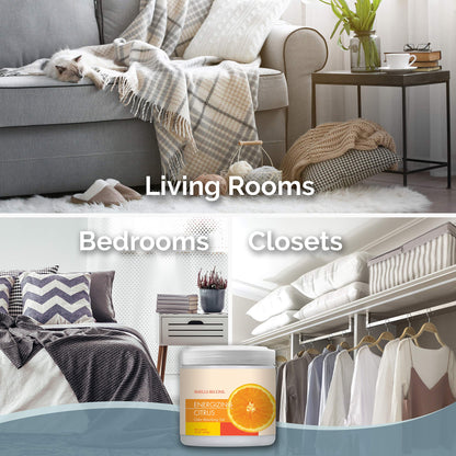 SMELLS BEGONE 15 oz Air Freshener Odor Absorber Gel - Absorbs Odor from Bathrooms, Cars, Pet Areas, Boats & RVs - Made with Essential Oils - Energizing Citrus Scent