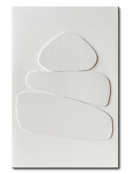 Creespi White Textured Wall Art - Hand Painted Minimalist 3D Art Painting 24x36 inches,Modern Abstract Oil Painting On Canvas for Home Wall Decor