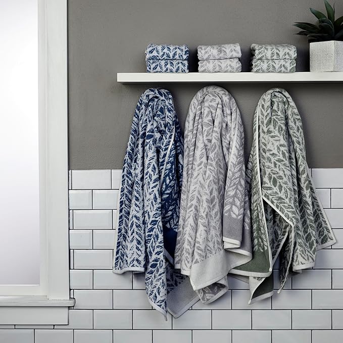 SKL Home Distressed Leaves 100% Turkish Cotton Premium 4-Piece Towel Set