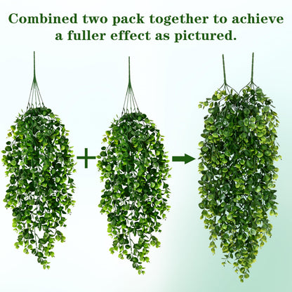 Waipfaru 4Pcs Fake Hanging Plants 2.7ft Fake Plants Eucalyptus Leaves UV Resistant Fake Vines Ivy Artificial Plants Outdoor Faux Plants Indoor Bedroom Living Room Boho Wall Porch Shelf Decor