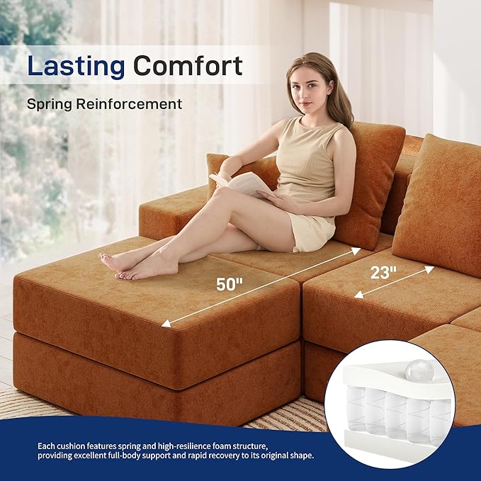 Living&Giving 128" U-Shaped Cloud Sectional Couch