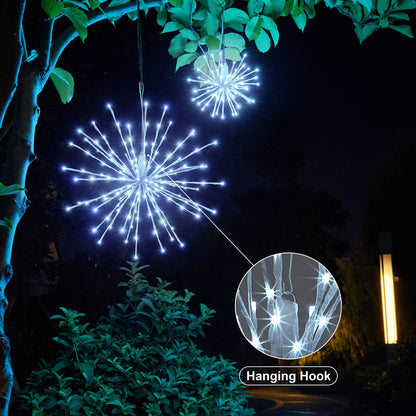 Lightshare 12" Starburst Light Lighted Ball 80 LED Firework Lights White Twinkle Hanging Ball Dual-use for Patio Walkway Pathway Decoration Indoor/Outdoor