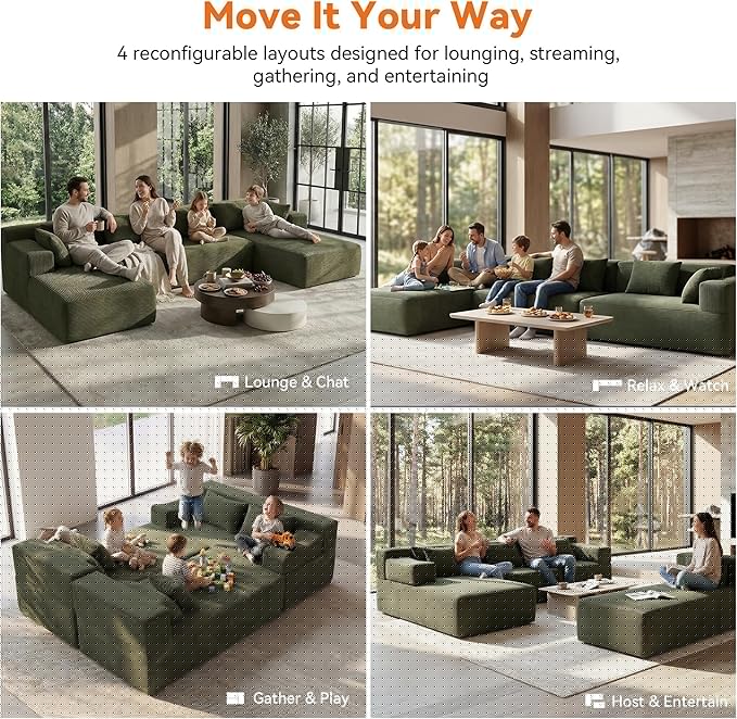 MONVANE 141" U Shaped Cloud Sectional Couch